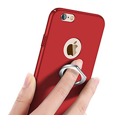 Carcasa Dura Plastico Rigida Mate con Anillo de dedo Soporte para Apple iPhone 6S Plus Rojo