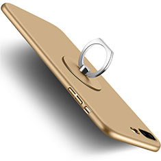 Carcasa Dura Plastico Rigida Mate con Anillo de dedo Soporte para Apple iPhone 7 Plus Oro