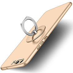 Carcasa Dura Plastico Rigida Mate con Anillo de dedo Soporte para Huawei P10 Oro