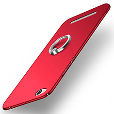 Carcasa Dura Plastico Rigida Mate con Anillo de dedo Soporte para Xiaomi Redmi 3 Rojo