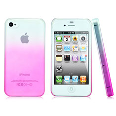 Carcasa Dura Plastico Rigida Transparente Gradient para Apple iPhone 4 Rosa