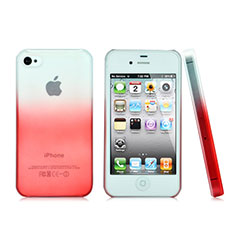 Carcasa Dura Plastico Rigida Transparente Gradient para Apple iPhone 4S Rojo