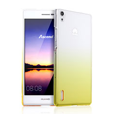 Carcasa Dura Plastico Rigida Transparente Gradient para Huawei Ascend P7 Amarillo
