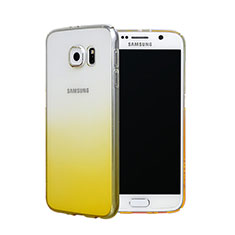 Carcasa Dura Plastico Rigida Transparente Gradient para Samsung Galaxy S6 Duos SM-G920F G9200 Amarillo