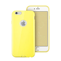 Carcasa Silicona Goma con Agujero para Apple iPhone 6 Amarillo