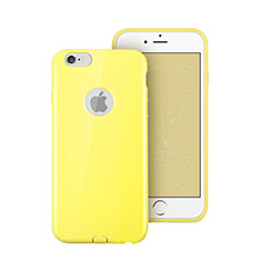 Carcasa Silicona Goma con Agujero para Apple iPhone 6 Plus Amarillo