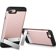 Carcasa Silicona Goma con Soporte para Apple iPhone 8 Rosa