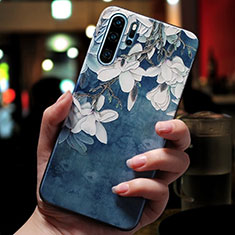 Carcasa Silicona Goma Flores para Huawei P30 Pro New Edition Azul