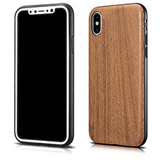 Carcasa Silicona Goma Patron de Grano de Madera para Apple iPhone Xs Max Marron