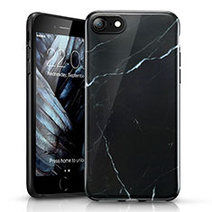 Carcasa Silicona Goma Patron de Marmol para Apple iPhone 7 Negro