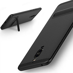Carcasa Silicona Goma Twill con Soporte para Huawei Mate 9 Pro Negro