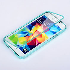 Carcasa Silicona Transparente Cubre Entero para Samsung Galaxy S5 Duos Plus Azul Cielo