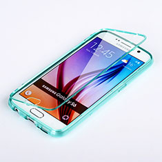 Carcasa Silicona Transparente Cubre Entero para Samsung Galaxy S6 SM-G920 Azul Cielo