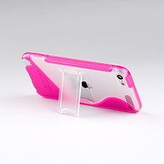 Carcasa Silicona Transparente S-Line con Soporte para Apple iPod Touch 5 Rosa Roja