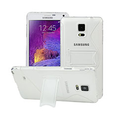 Carcasa Silicona Transparente S-Line con Soporte para Samsung Galaxy Note 4 Duos N9100 Dual SIM Blanco