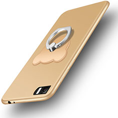 Carcasa Silicona Ultrafina Goma con Anillo de dedo Soporte para Xiaomi Mi 3 Oro