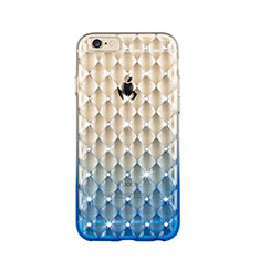 Carcasa Silicona Ultrafina Transparente Gradiente Diamante para Apple iPhone 6 Plus Azul