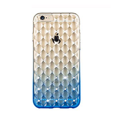 Carcasa Silicona Ultrafina Transparente Gradiente Diamante para Apple iPhone 6S Plus Azul