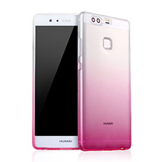 Carcasa Silicona Ultrafina Transparente Gradiente para Huawei P9 Plus Rosa