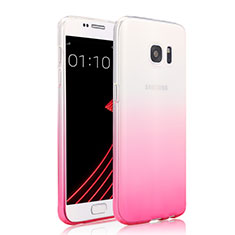 Carcasa Silicona Ultrafina Transparente Gradiente para Samsung Galaxy S7 G930F G930FD Rosa