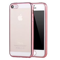 Carcasa Silicona Ultrafina Transparente H03 para Apple iPhone 5S Rosa