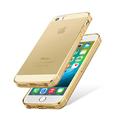 Carcasa Silicona Ultrafina Transparente HT01 para Apple iPhone 5 Oro