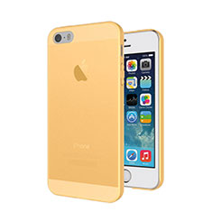 Carcasa Silicona Ultrafina Transparente Mate para Apple iPhone 5 Oro