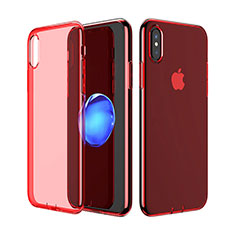Carcasa Silicona Ultrafina Transparente para Apple iPhone X Rojo