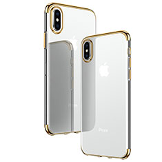 Carcasa Silicona Ultrafina Transparente T24 para Apple iPhone Xs Oro