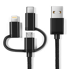 Cargador Cable Lightning USB Carga y Datos Android Micro USB C01 para Apple iPhone 14 Plus Negro