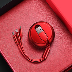 Cargador Cable Lightning USB Carga y Datos Android Micro USB C09 para Apple iPhone 5S Rojo