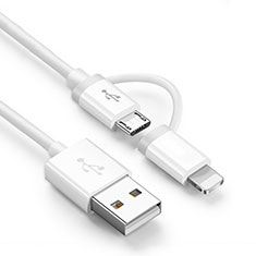 Cargador Cable Lightning USB Carga y Datos Android Micro USB ML01 para Samsung Galaxy M62 4G Blanco