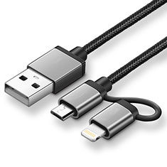 Cargador Cable Lightning USB Carga y Datos Android Micro USB ML04 para Huawei Y6 2018 Negro