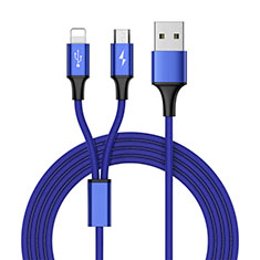Cargador Cable Lightning USB Carga y Datos Android Micro USB ML05 para Xiaomi Redmi Note 11E Pro 5G Azul