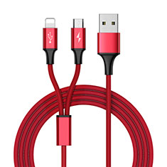 Cargador Cable Lightning USB Carga y Datos Android Micro USB ML05 para Oppo Reno8 Pro 5G Rojo