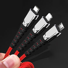 Cargador Cable Lightning USB Carga y Datos Android Micro USB Type-C 5A H03 Oro
