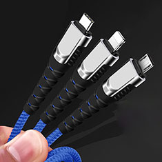 Cargador Cable Lightning USB Carga y Datos Android Micro USB Type-C 5A H03 para Sony Xperia XA3 Oro