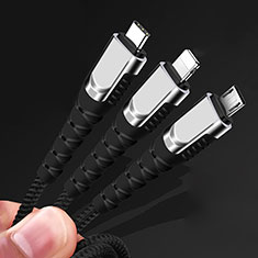 Cargador Cable Lightning USB Carga y Datos Android Micro USB Type-C 5A H03 para Oppo Reno8 Z 5G Oro