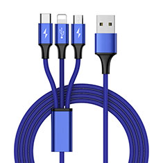 Cargador Cable Lightning USB Carga y Datos Android Micro USB Type-C ML01 Azul