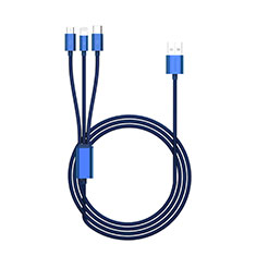 Cargador Cable Lightning USB Carga y Datos Android Micro USB Type-C ML02 para Apple iPhone 11 Azul