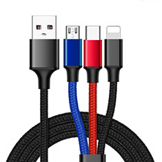 Cargador Cable Lightning USB Carga y Datos Android Micro USB Type-C ML04 para Samsung Galaxy Z Fold2 5G Azul
