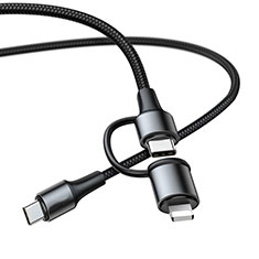 Cargador Cable Lightning USB Carga y Datos Android Micro USB Type-C ML06 para Sony Xperia XZ2 Negro
