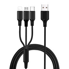 Cargador Cable Lightning USB Carga y Datos Android Micro USB Type-C ML08 para Huawei Mate S Negro