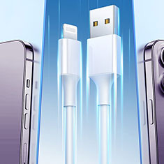 Cargador Cable Lightning USB Carga y Datos H01 para Apple iPhone 12 Pro Max Blanco