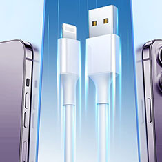 Cargador Cable Lightning USB Carga y Datos H01 para Apple iPhone Xs Blanco