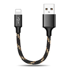 Cargador Cable USB Carga y Datos 25cm S03 para Apple iPad 10.2 (2020) Negro