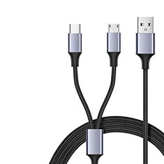 Cargador Cable USB Carga y Datos Android Micro USB Type-C 2A H01 para Samsung Galaxy M33 5G Negro