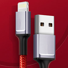 Cargador Cable USB Carga y Datos C03 para Apple iPhone 12 Pro Rojo