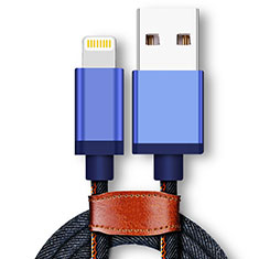 Cargador Cable USB Carga y Datos D01 para Apple iPhone Xs Azul