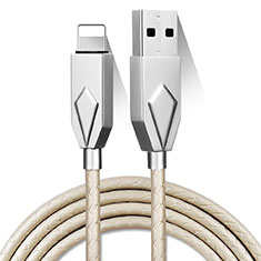Cargador Cable USB Carga y Datos D13 para Apple iPhone Xs Plata
